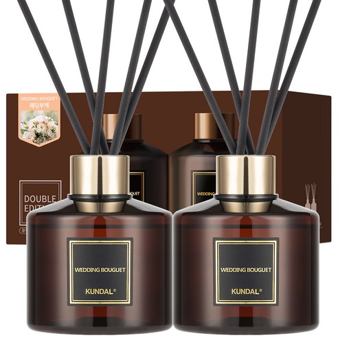 쿤달 퍼퓸 디퓨저 2개 + 섬유스틱 10개, 웨딩부케, 200ml, 1세트