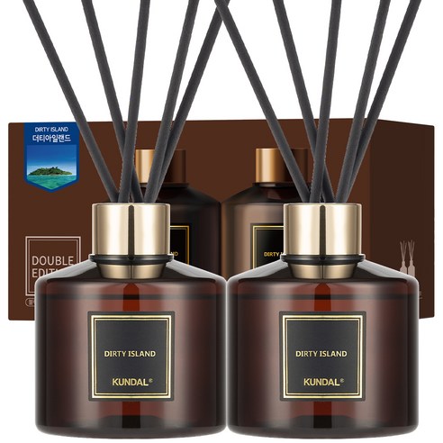 쿤달 퍼퓸 디퓨저 200ml 2개 + 섬유스틱 10개, 더티아일랜드향, 400ml, 1세트