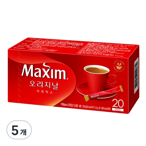 맥심 오리지날 커피믹스, 11.8g, 20개입, 5개