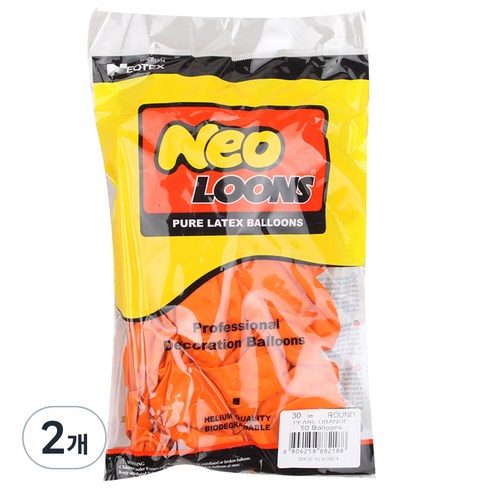 네오룬스 30cm 라운드풍선 50p, 펄 오렌지, 2개