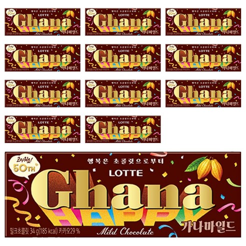 가나 마일드 초콜릿, 34g, 12개