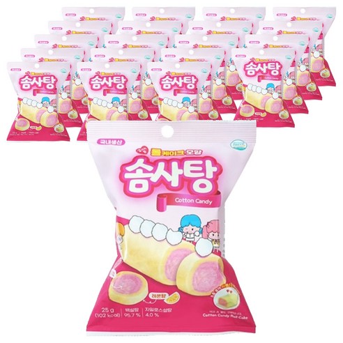 슈가롤리 롤케이크 모양 솜사탕, 20개, 25g