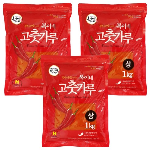 복이네먹거리 중국산 고추가루 보통맛 떡볶이 소스용 상, 3개, 1kg