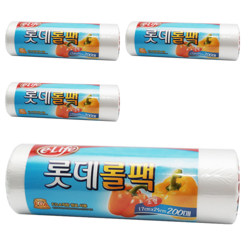 롯데이라이프 롯데 롤팩 소, 200개입, 4개