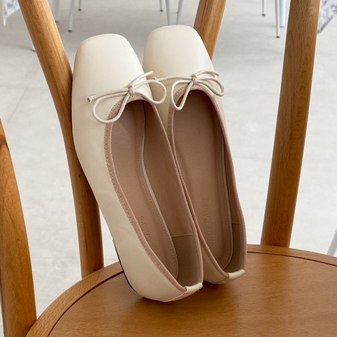 슈카르페 사각코 러블리 리본 플랫슈즈 1cm