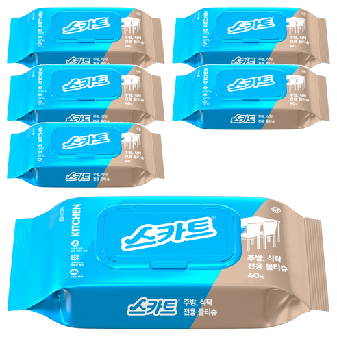 스카트 주방 식탁 전용 물티슈 40매, 6개