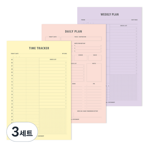 세컨드맨션 A5 PLAN MEMO PAD 3종 세트, 혼합색상, 3세트
