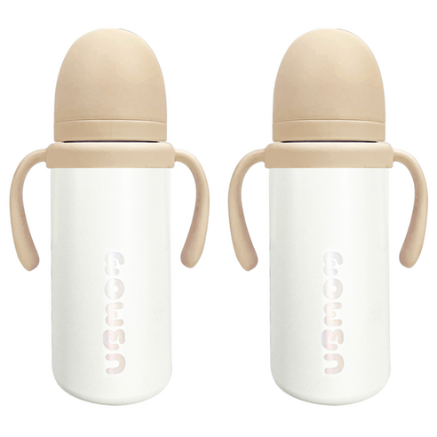 유비맘 유아용 시그니처 보온보냉 스테인리스 빨대컵 330ml, 2개, 초코
