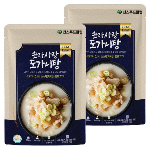 찬스푸드 손자사랑 도가니탕, 2개, 600g