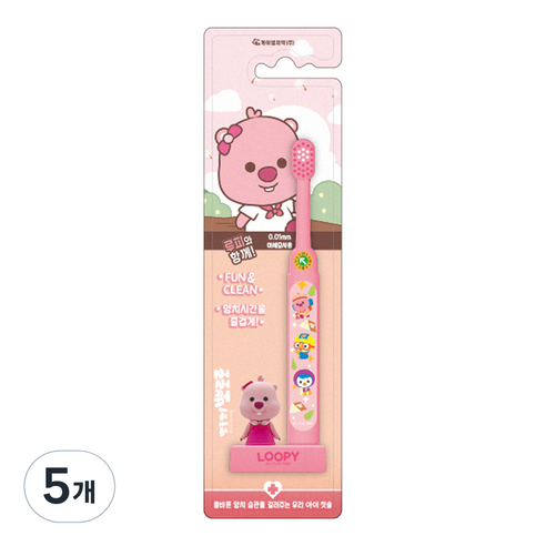 뽀로로 스탠딩 유아 칫솔, 5개, 1개입, 루피