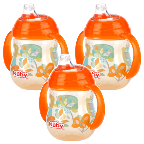 누비 클릭잇 귀여운 스파우트컵 270ml, 오렌지, 3개