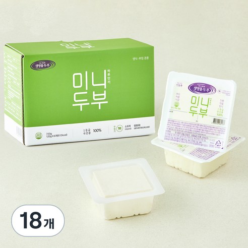 생명물두부 하루한끼 미니두부, 120g, 18개