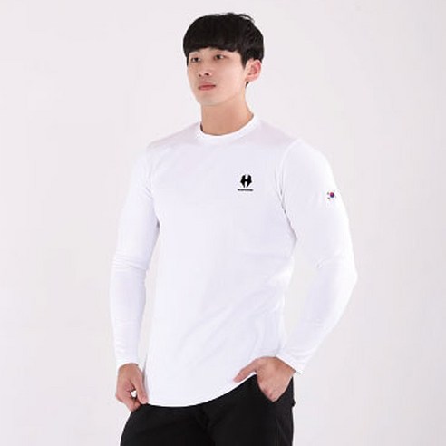 허그본 남성용 머슬핏 리플렉션 긴팔 티셔츠 태극 라인 002