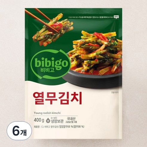비비고 열무김치, 400g, 6개