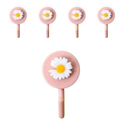 리빙홈디테일 러블리 접착 걸이, 5개, 꽃