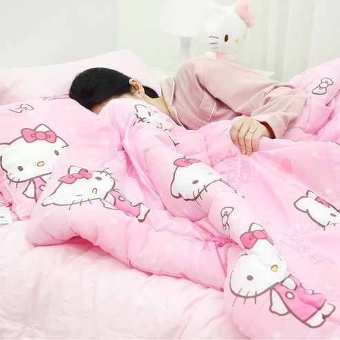 Hello Kitty 寢具 Hello Kitty 毛毯 人物毛毯 茶毯 枕頭套 邪惡 冬季毛毯 寢具 套裝 毛毯