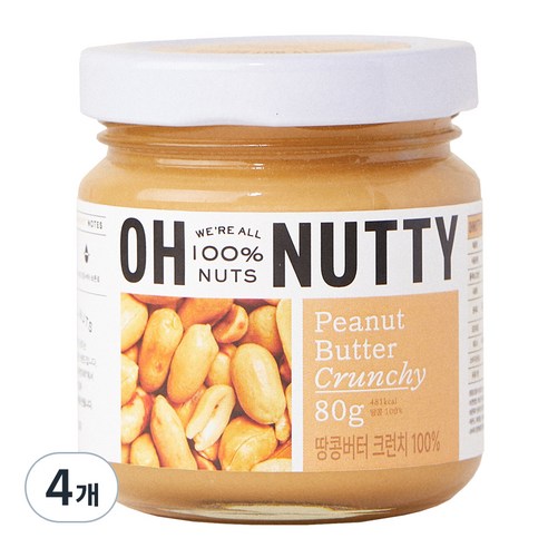 오넛티 땅콩버터 크런치 100%, 80g, 4개
