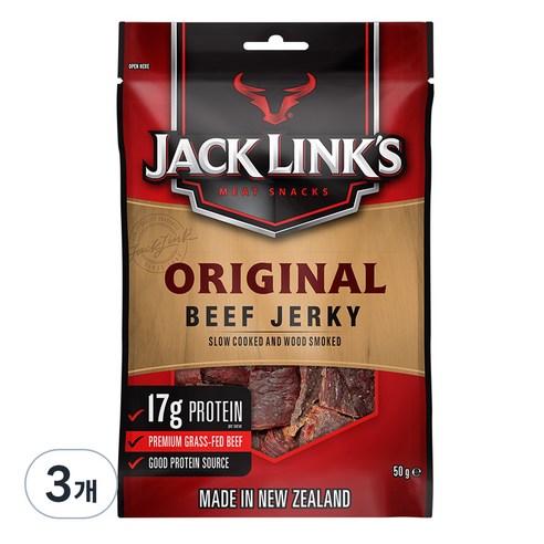 잭링크스 비프 져키 오리지널 육포, 50g, 3개