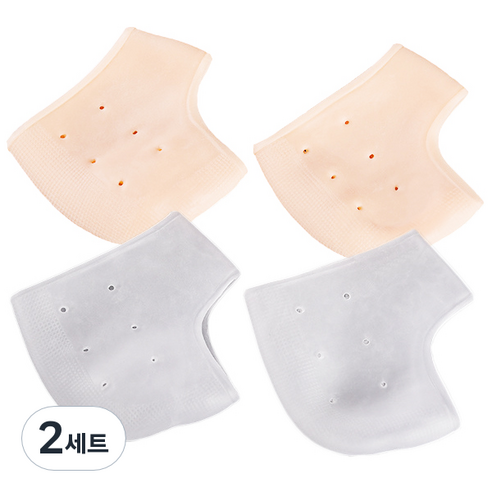 라이프플러스 실리콘 뒤꿈치 보호패드 C21D 혼합 구멍있는 얇은 패드 살색 2p + 흰색 2p, 2세트