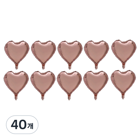 이롭상회 예쁜 풍선 하트 33~35cm, 로즈 골드, 40개