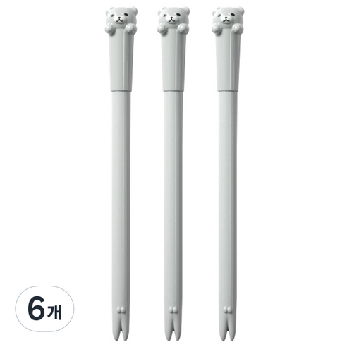 큐티베어 젤펜 0.5mm, 그레이, 6개