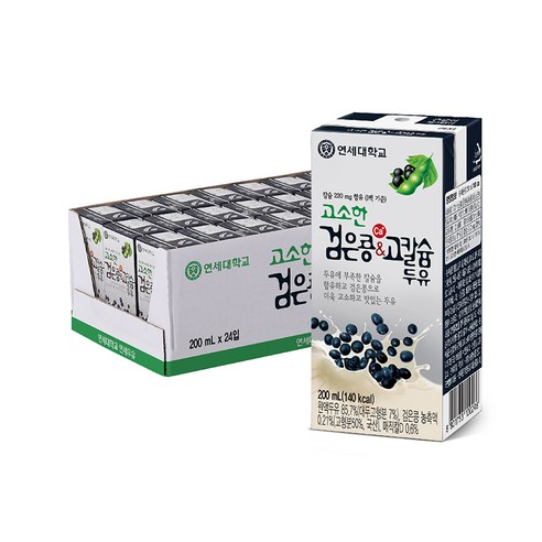 연세두유 고소한 검은콩 & 고칼슘 두유, 24개, 200ml