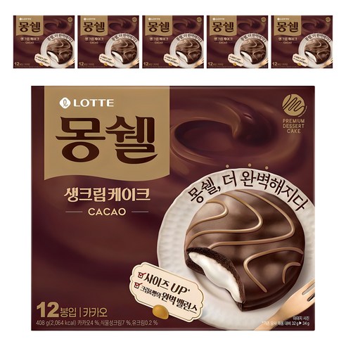 몽쉘 생크림케이크 카카오, 408g, 6개