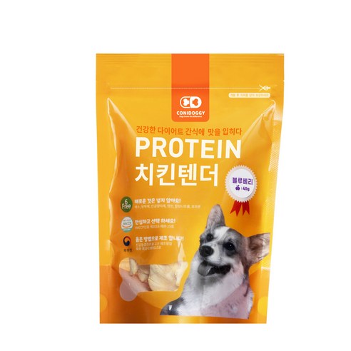 코니도기 펫 동결건조 간식 프로틴 치킨 텐더 40g, 1개, 블루베리