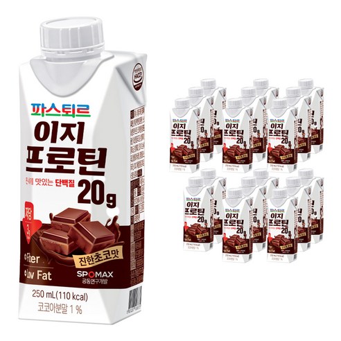 파스퇴르 이지프로틴 저당 초코, 250ml, 18개