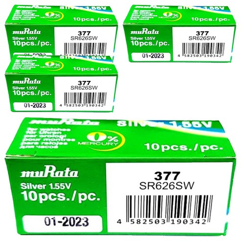 무라타 시계용 코인건전지 SR626SW 377, 10개입, 4개