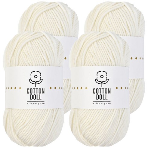 니뜨 코튼돌 뜨개실 50g, 4개, 2아이보리