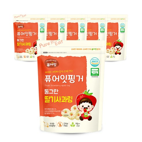 퓨어잇 핑거 동그란 야채링 40g, 딸기사과, 6개