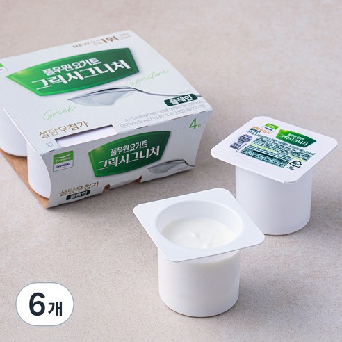 풀무원 다논 그릭 시그니처 플레인 요구르트 컵, 80g, 4개입, 6개