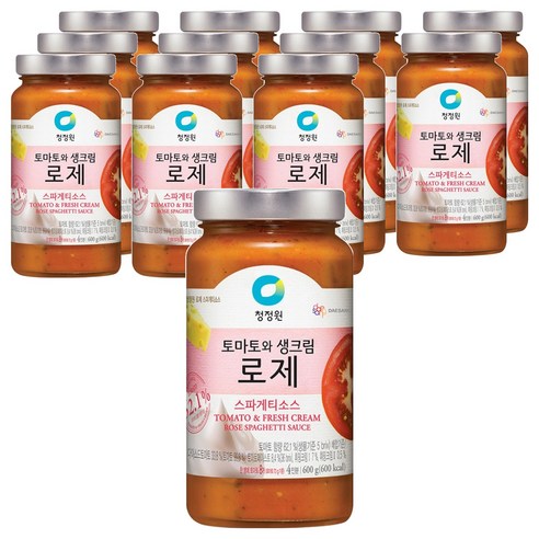 청정원 토마토와생크림 로제 스파게티소스, 600g, 12개