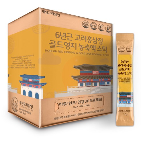 개성고려삼인 6년근 고려홍삼정 골드영지 농축액 스틱 12g x 100p, 1세트, 1200g