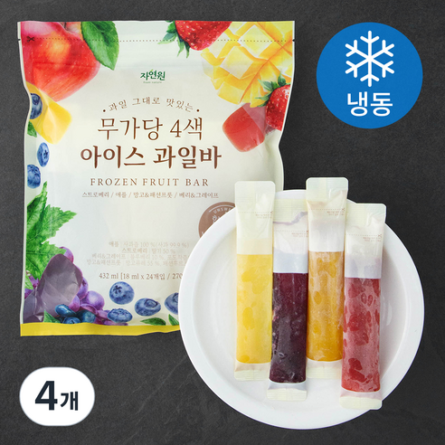 자연원 4색 아이스 과일바 (냉동), 18ml, 24개입, 4개