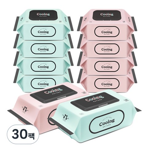 쿠잉 네이쳐 엠보싱 아기물티슈 캡형 45gsm, 120매, 30세트