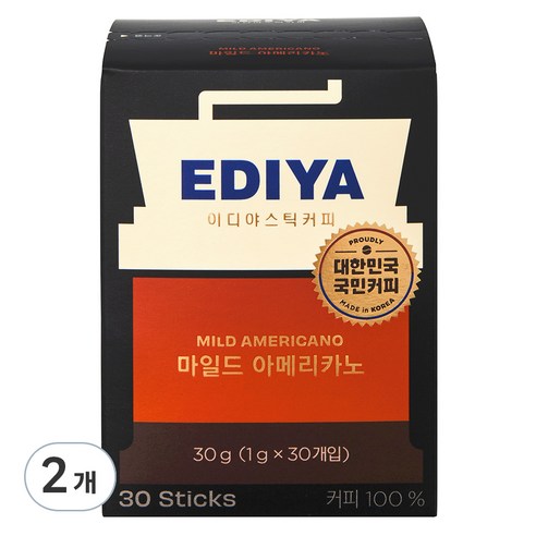 이디야 비니스트 마일드 아메리카노 원두커피믹스, 1g, 30개입, 2개