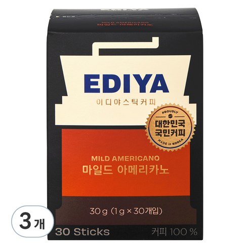 이디야 비니스트 마일드 아메리카노 원두커피믹스, 1g, 30개입, 3개