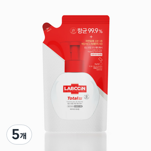 랩신 토탈 핸드워시 리필 파우더리허브향, 450ml, 5개