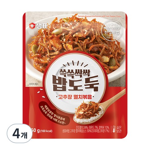 샘표 쓱쓱싹싹 밥도둑 고추장 멸치볶음, 50g, 4개