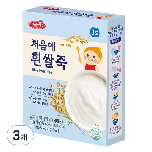 베베스트 처음에 흰쌀죽 3p, 4개, 45g