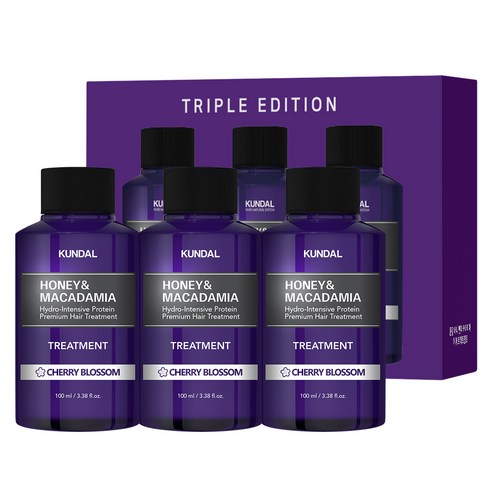 쿤달 허니 앤 마카다미아 헤어 트리트먼트 체리블라썸향, 100ml, 3개