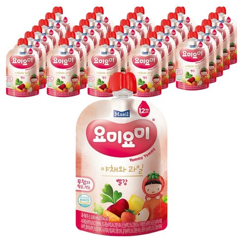 요미요미 야채와 과일 주스 100 ml, 빨강, 100ml, 48개