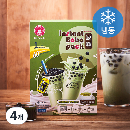 오스버블 인스턴트 보바팩 버블티 말차맛 4개입 (냉동), 260g, 4개