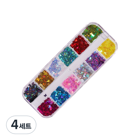 테네져 네일데코 나비글리터 홀로 12종 세트, 오로라, 4세트