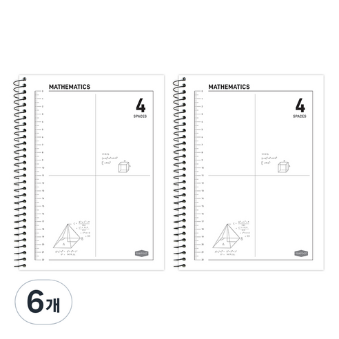 핑크풋 3000 4분할 수학 연습장, 화이트, 6개