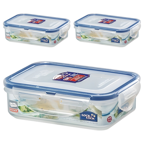 락앤락 클래식 직사각 2칸 나눔 밀폐용기, 3개, 단품