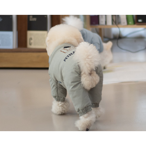 펫츠랜드 반려동물 아트워크 패딩 올인원, 겨울용 애견 의류, 암컷과 수컷 모두에게 적합한 페션 아이템