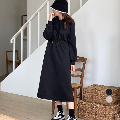 아피나르 여성용 기모 후드 원피스